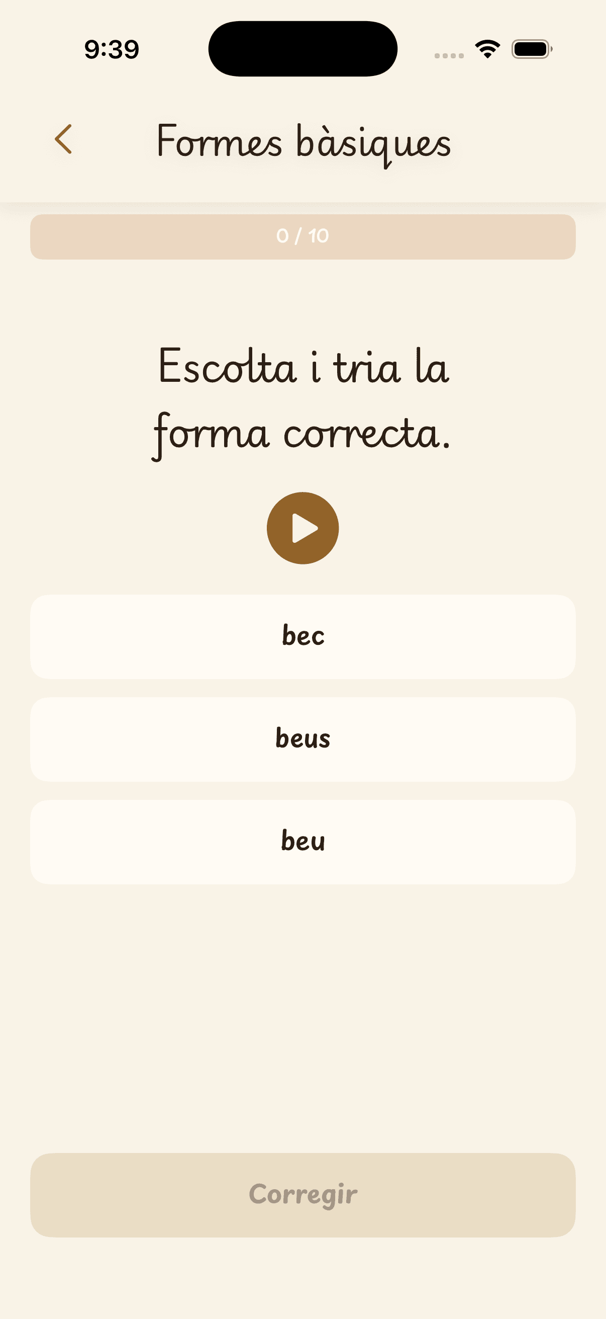 Exercici d'escoltar i triar la forma correcta del verb